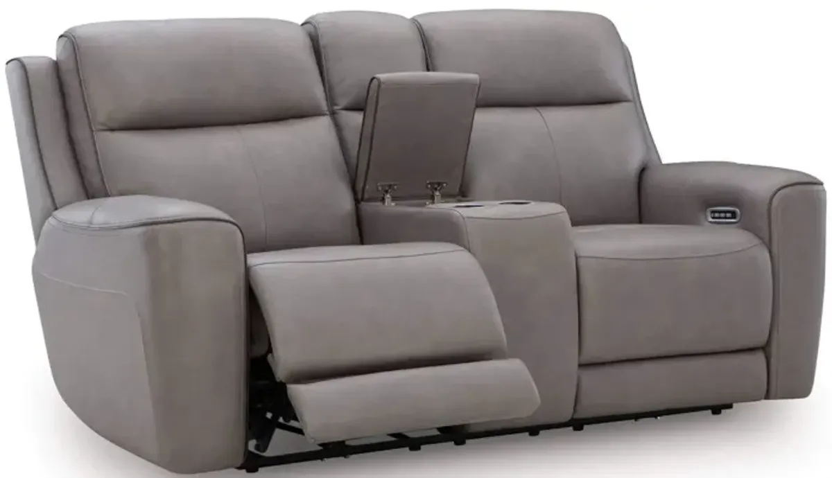 ZELDA COIN LEATHER 2P POWER CONSOLE LOVESEAT