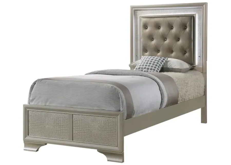 LYSSA CHAMPAGNE TWIN LED BED