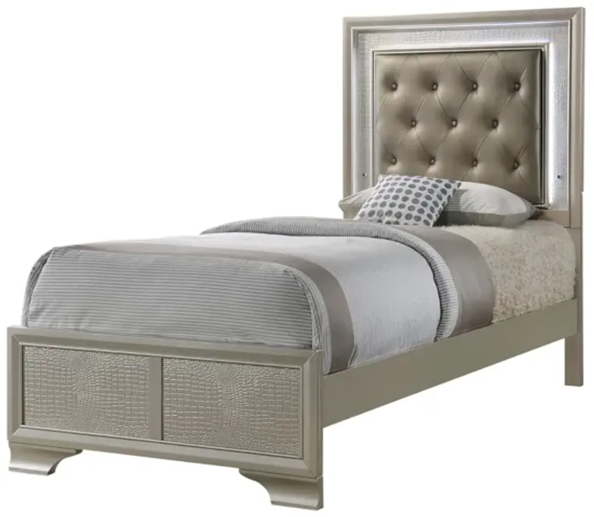 LYSSA CHAMPAGNE TWIN LED BED