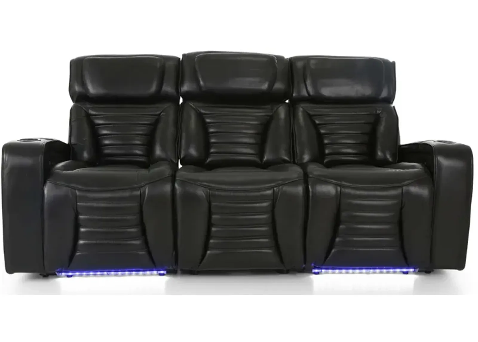 CALLIX BLACKBERRY LEATHER P2 POWER SOFA WITH CHARGING TABLE AND LIGHTS