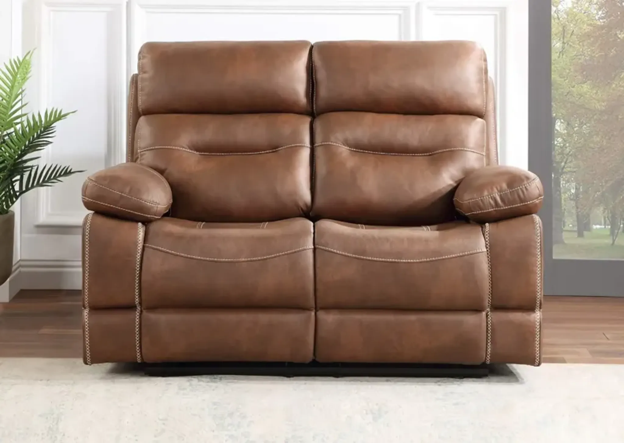 RUDGER CHESTNUT RECLINING LOVESEAT | Furniture.com