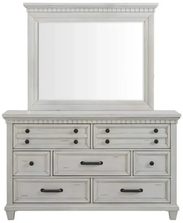 MCCOY ANTIQUE WHITE DRESSER AND MIRROR