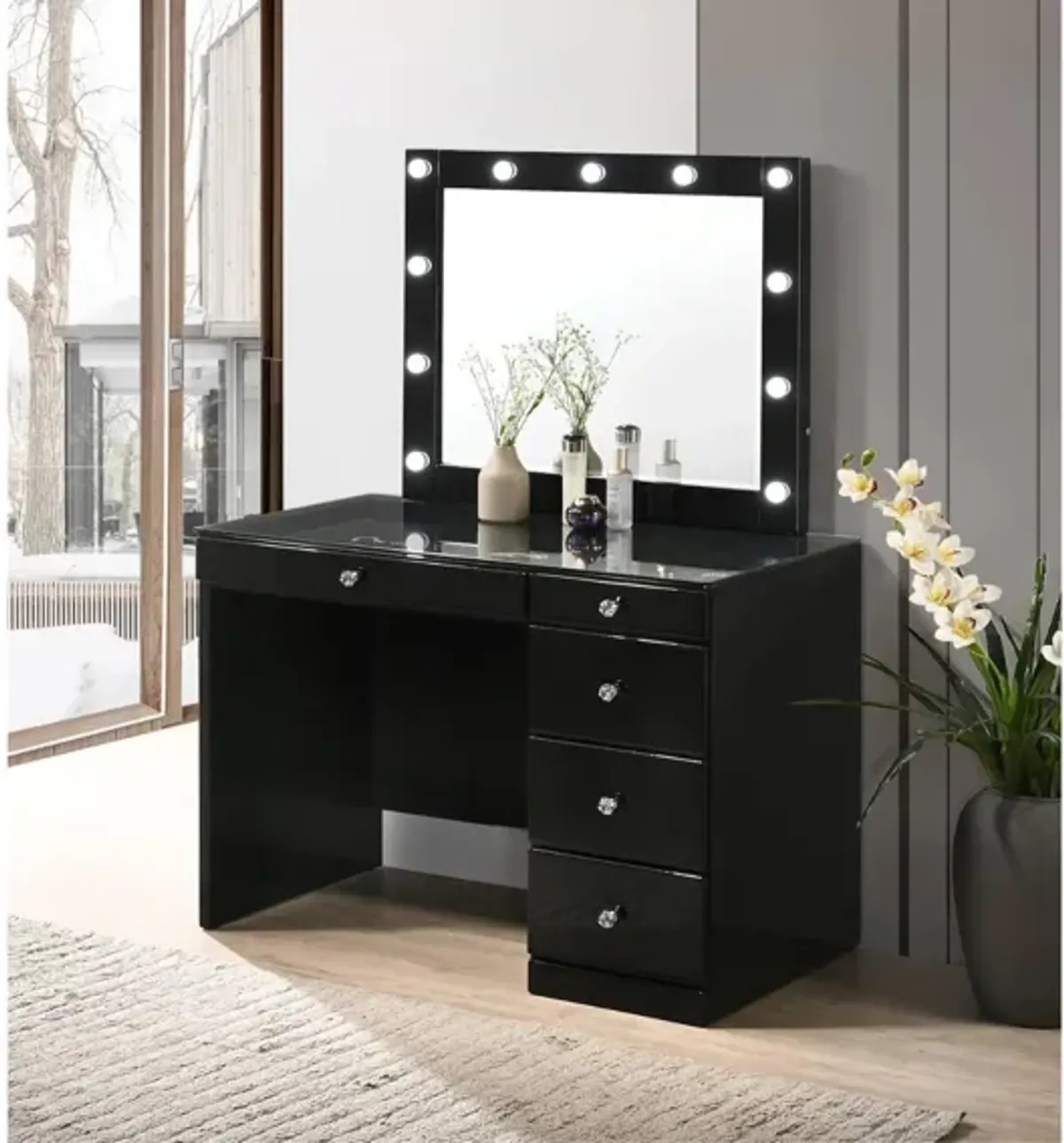 MORGAN BLACK VANITY WITH LED MIRROR