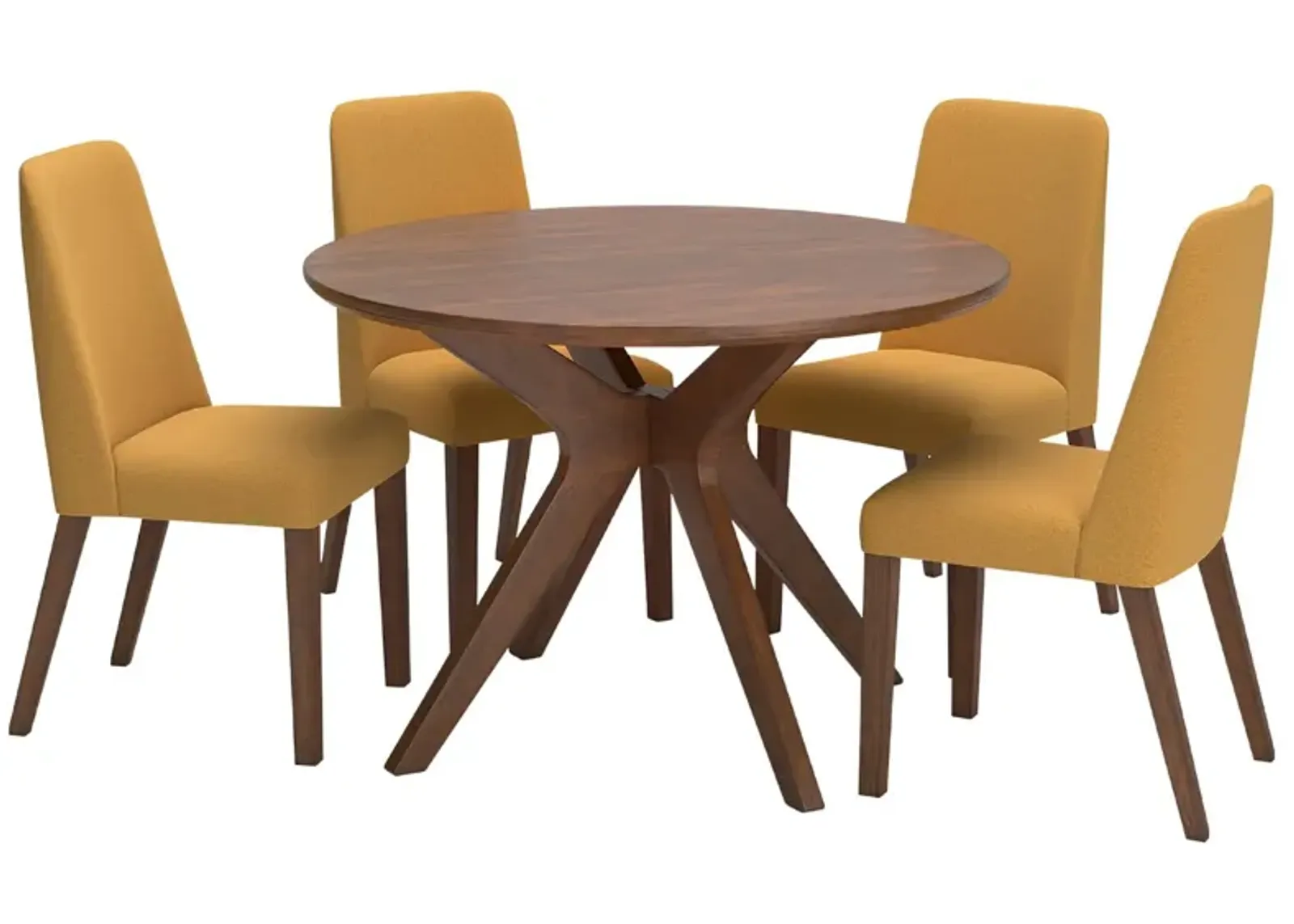 LYNCOTT MUSTARD 5 PIECE ROUND DINING SET