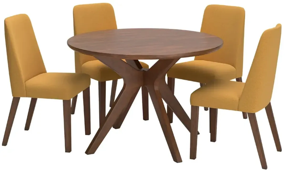 LYNCOTT MUSTARD 5 PIECE ROUND DINING SET