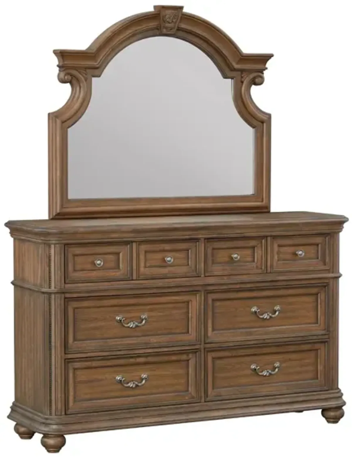 MALLORY LIGHT OAK DRESSER AND MIRROR