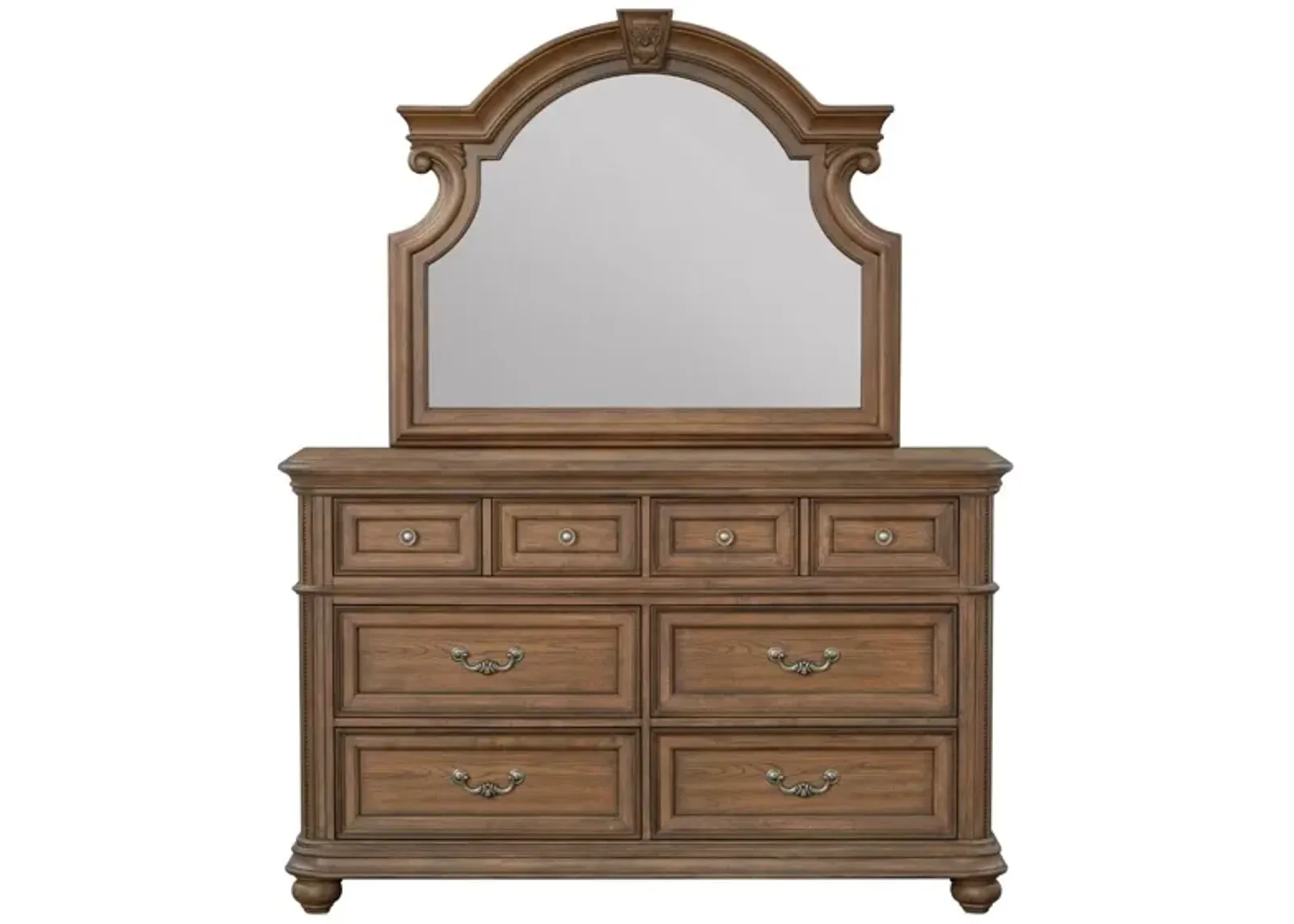 MALLORY LIGHT OAK DRESSER AND MIRROR