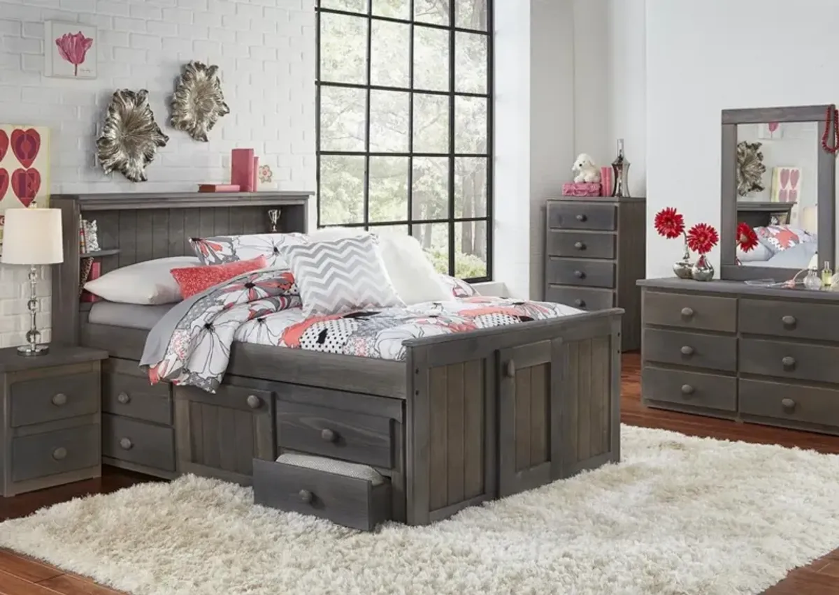 GUNSMOKE FULL CAPTAIN'S BED WITH STORAGE