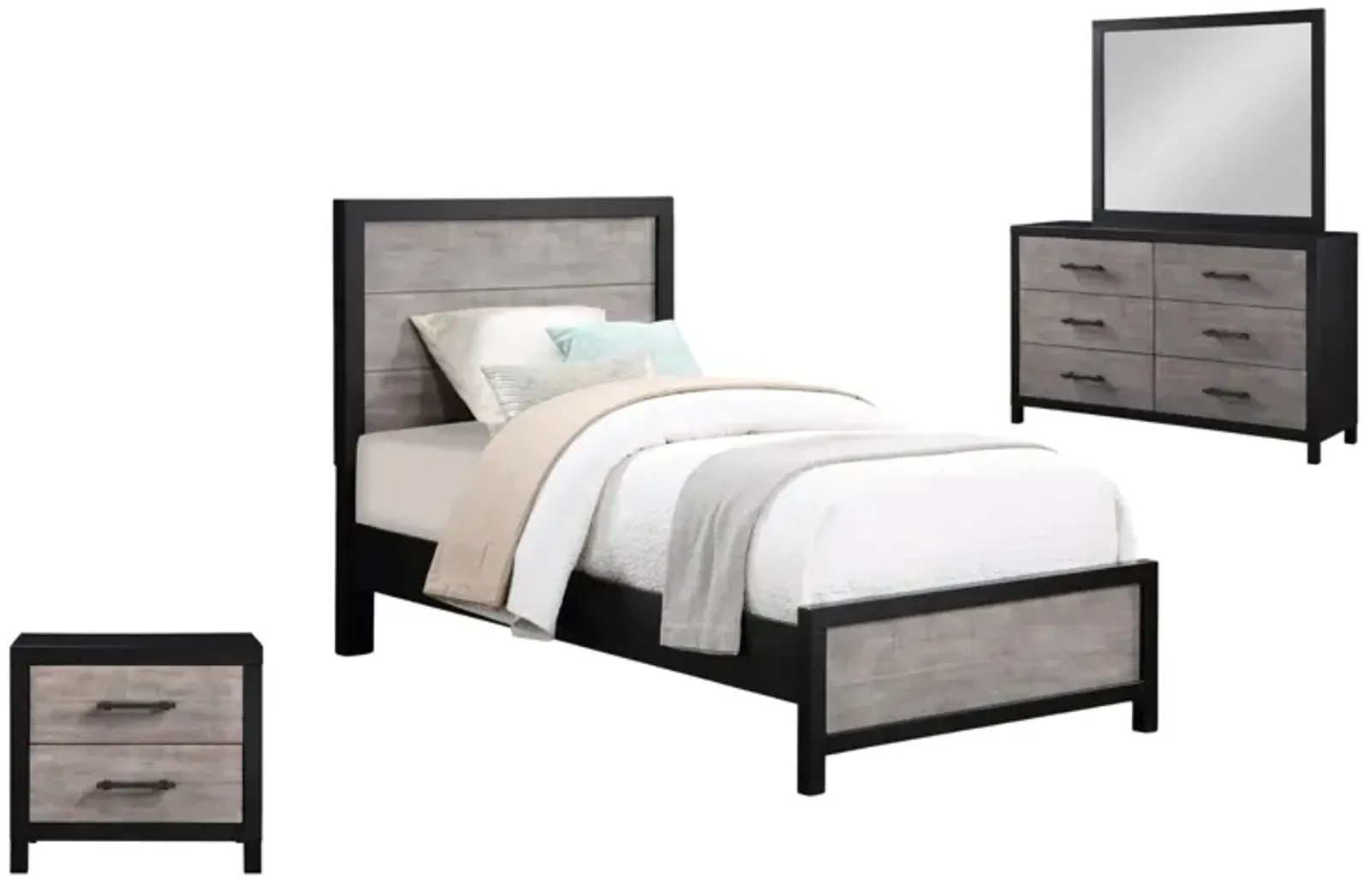 DAUGHTREY BLACK TWIN PANEL BEDROOM