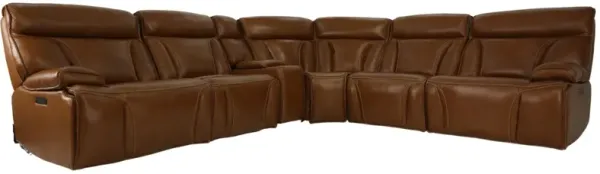 BENELLI BUCKSKIN LEATHER 6 PIECE 2P POWER ZERO G SECTIONAL