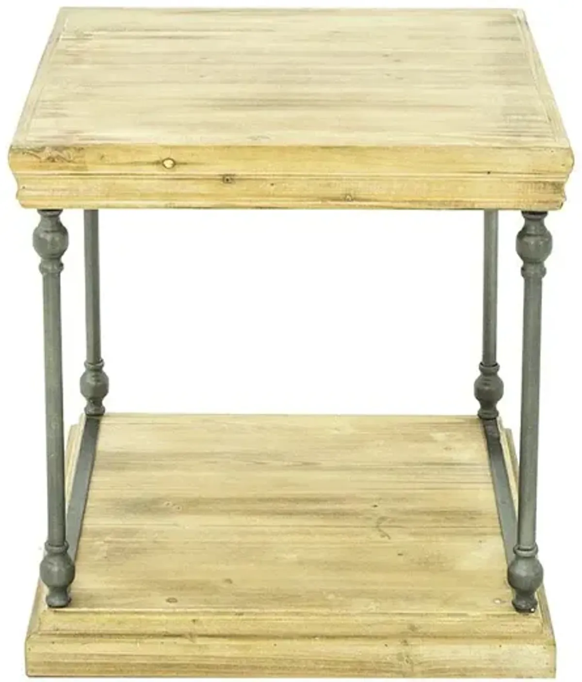 METAL AND WOOD END TABLE