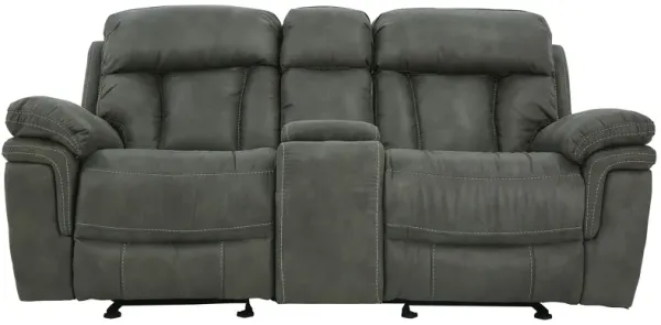 CAYMAN GUNMETAL GLIDER LOVESEAT WITH CONSOLE