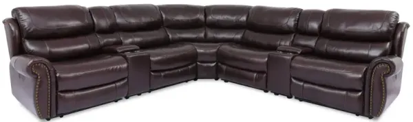 ALAMEDA ESPRESSO LEATHER 7 PIECE POWER SECTIONAL
