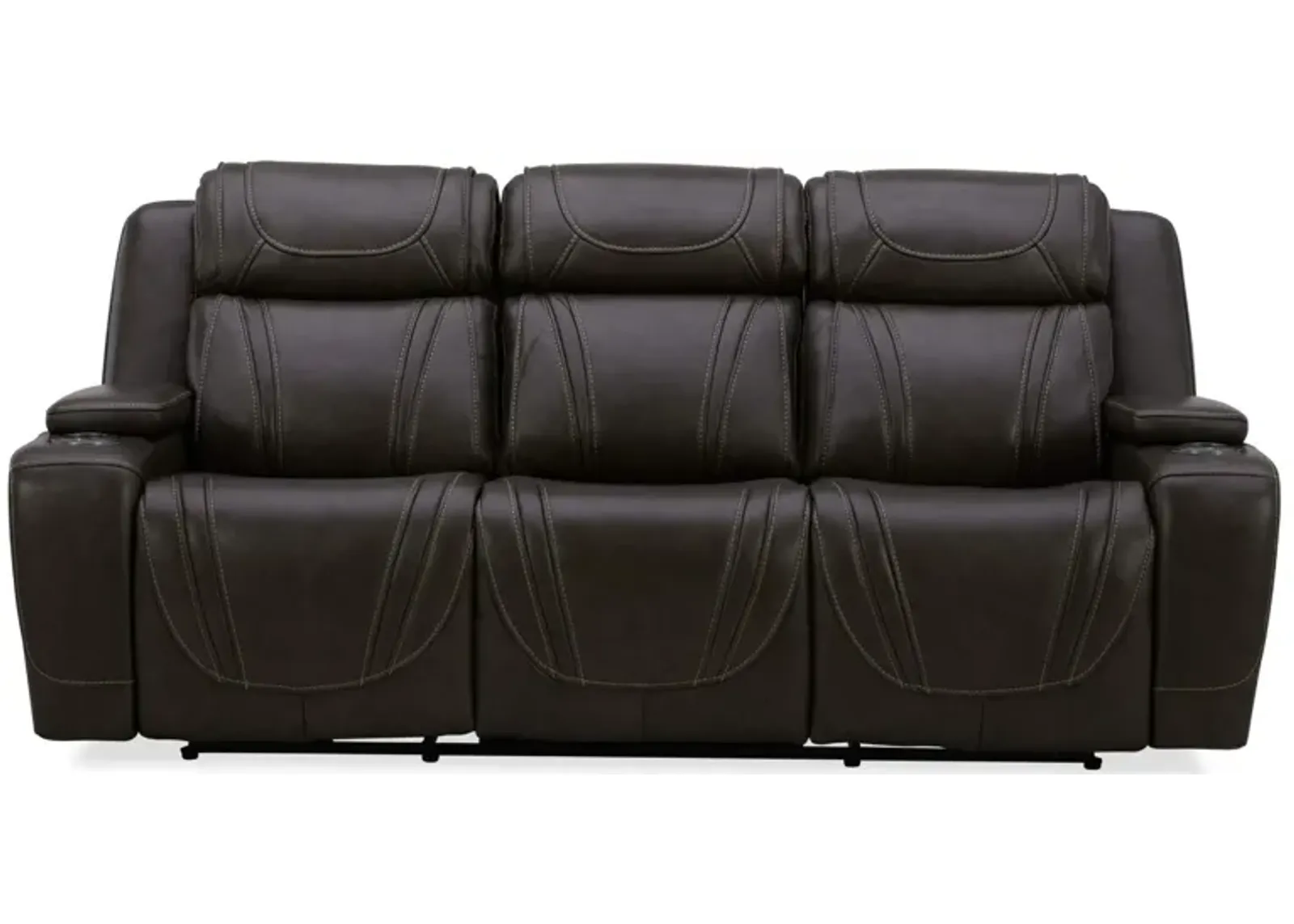 BOSTON CHARCOAL LEATHER POWER SOFA WITH DROP DOWN TABLE