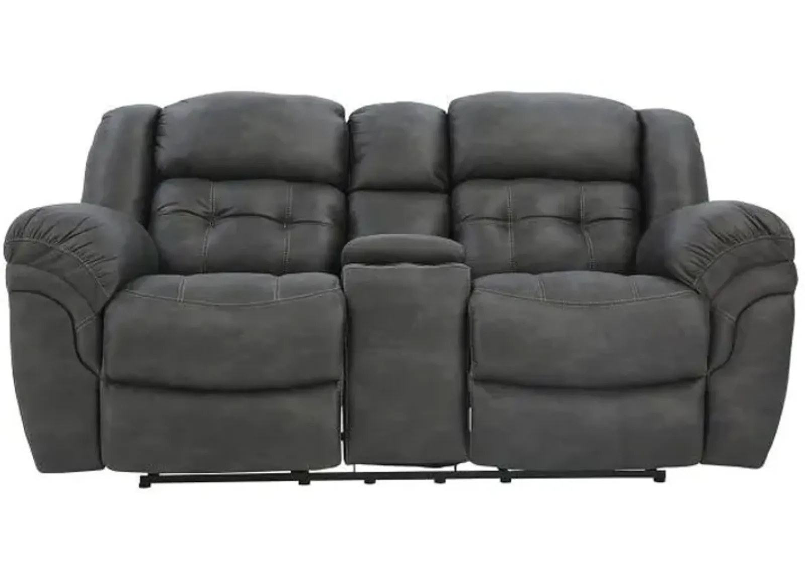 HAYGEN CHARCOAL RECLINING LOVESEAT WITH CONSOLE