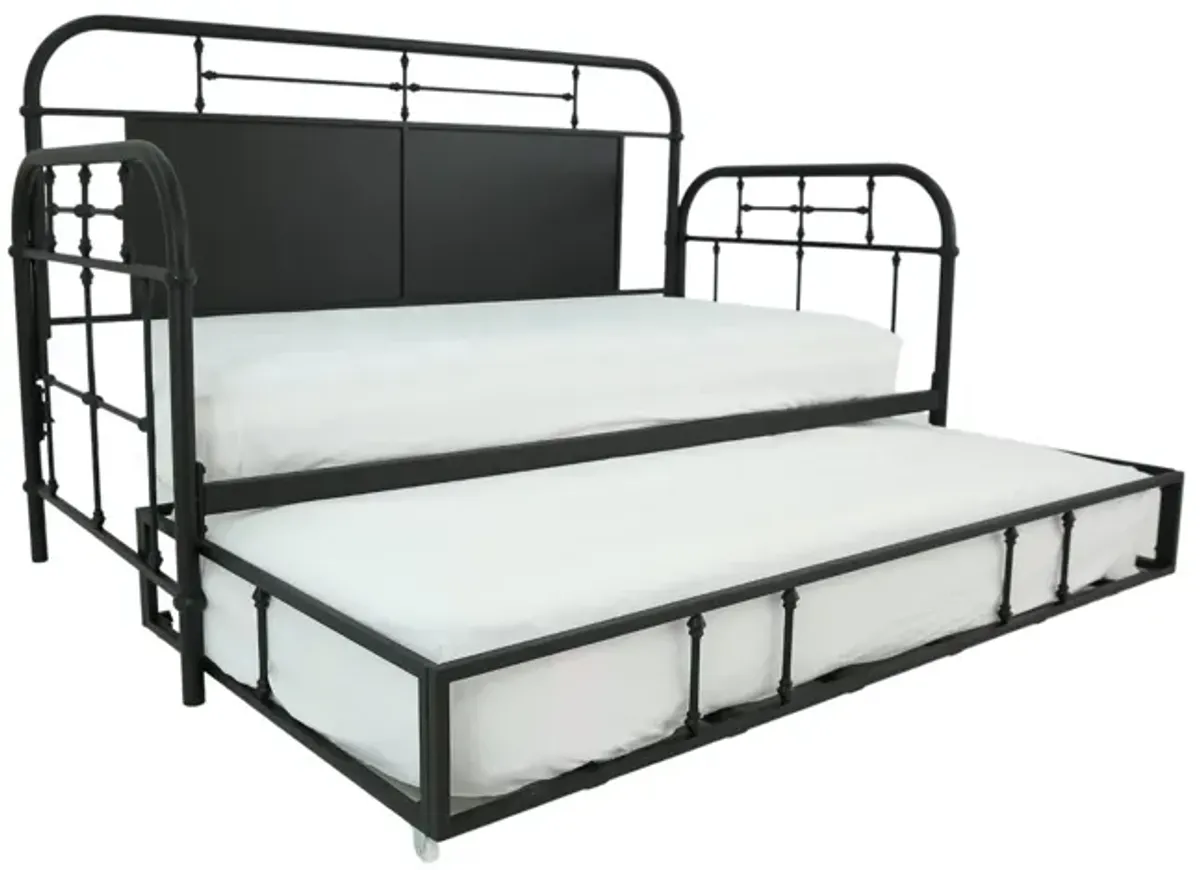 JOLENE VINTAGE BLACK DAYBED WITH TRUNDLE