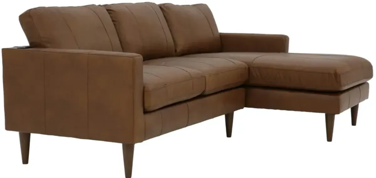 TRAFTON RUST LEATHER SECTIONAL