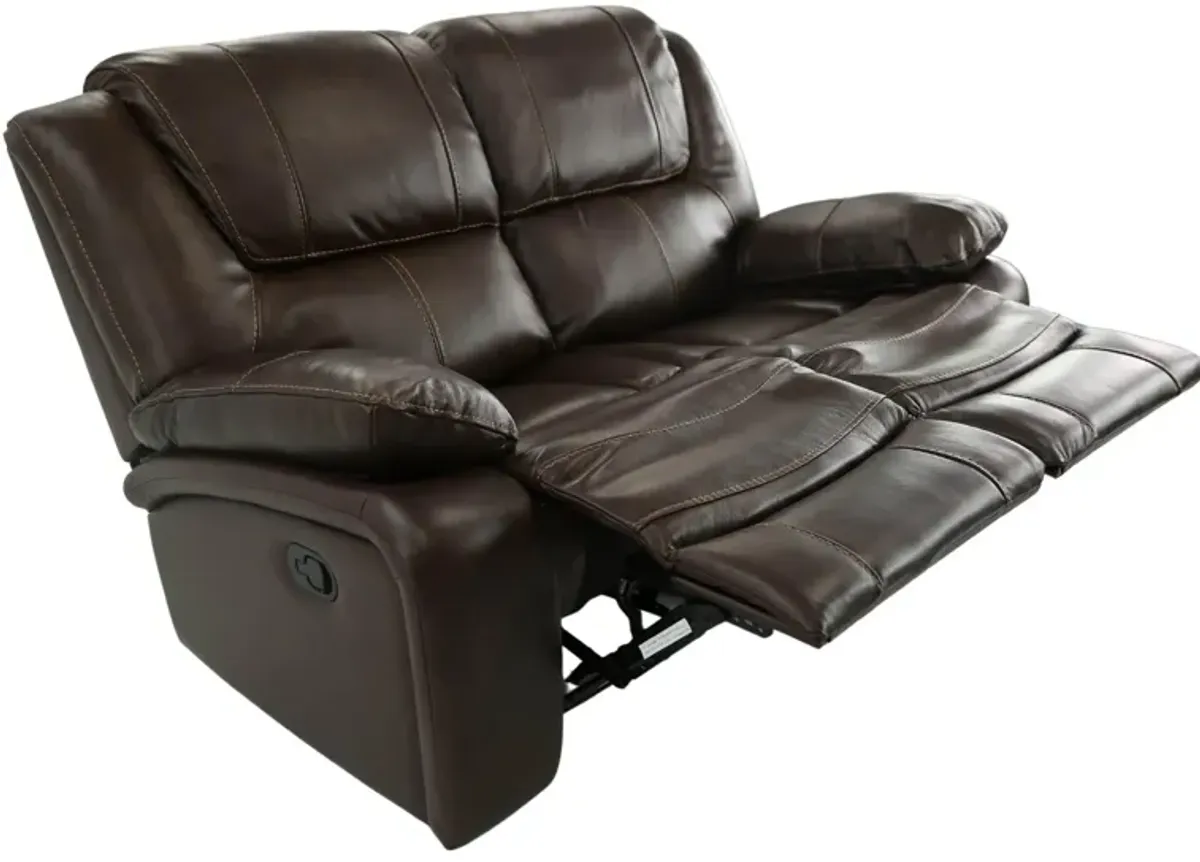 EASTON TOBACCO LEATHER RECLINING LOVESEAT