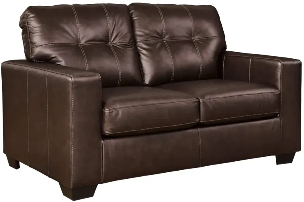 SANTORINE DARK BROWN LEATHER LOVESEAT