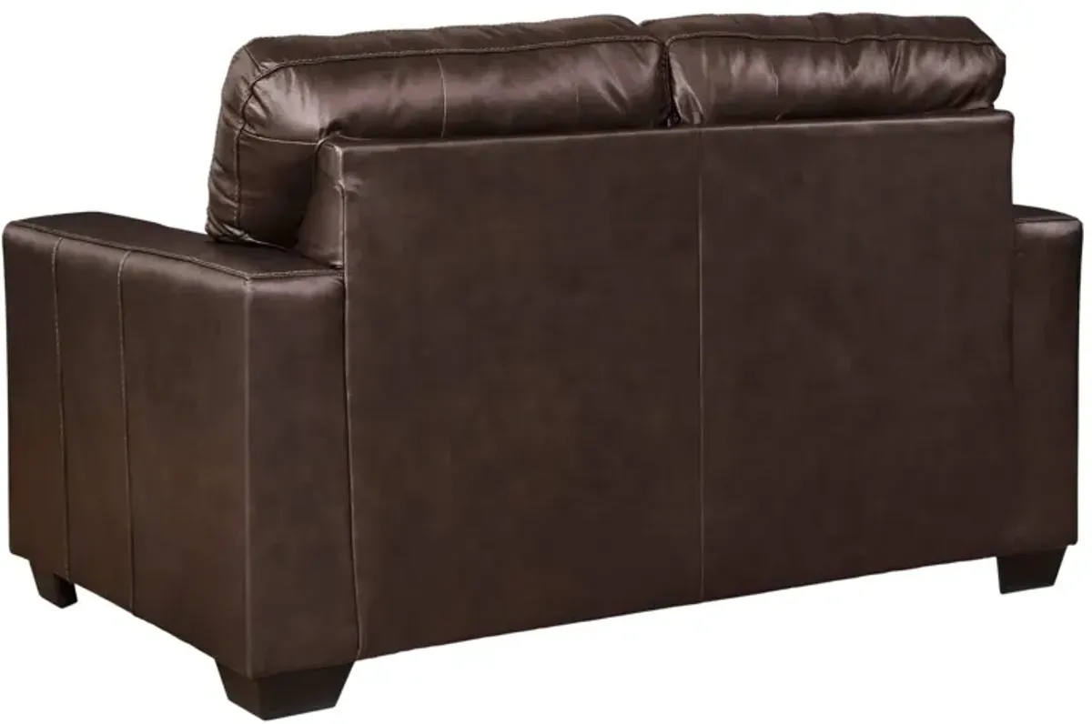 SANTORINE DARK BROWN LEATHER LOVESEAT