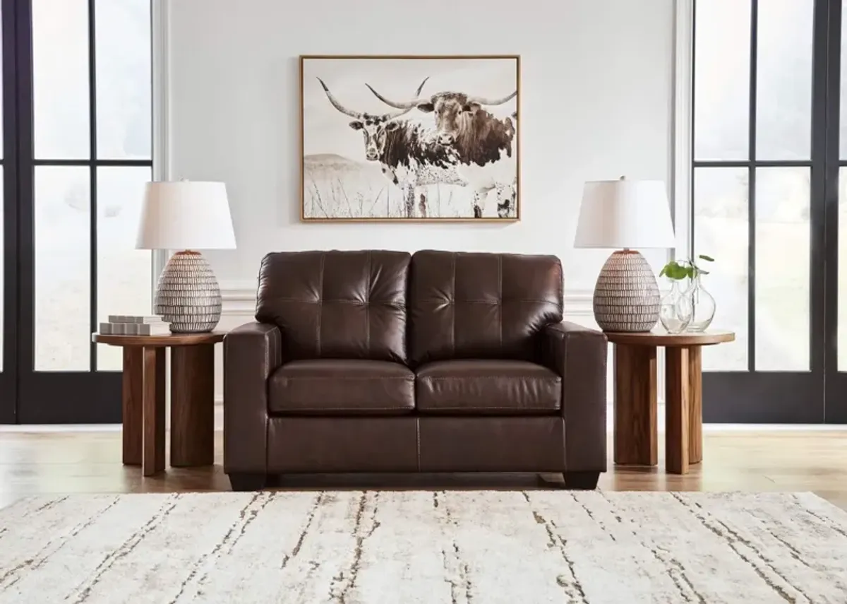 SANTORINE DARK BROWN LEATHER LOVESEAT