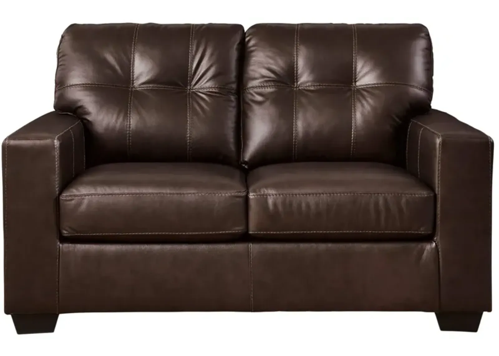 SANTORINE DARK BROWN LEATHER LOVESEAT