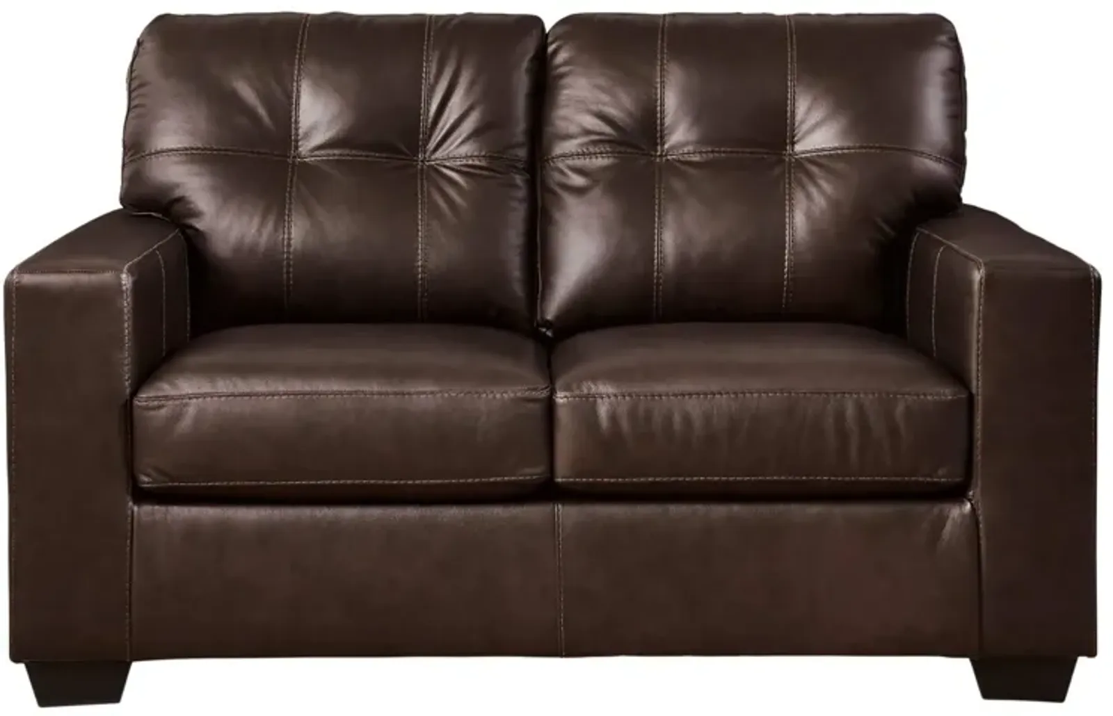 SANTORINE DARK BROWN LEATHER LOVESEAT