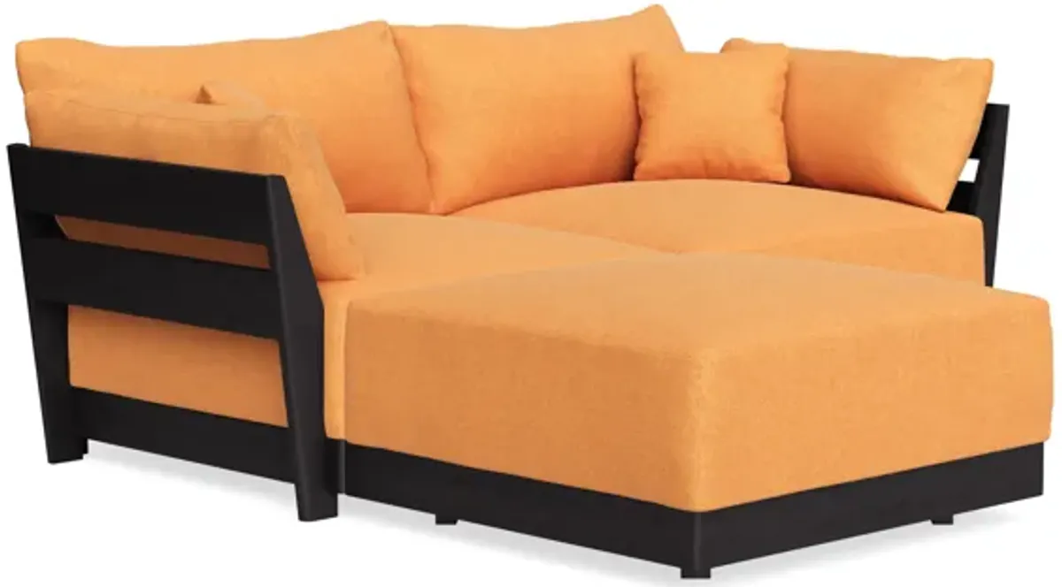 Modular Bondi Black 2-Seater Sectional in Tangerine | Memory Foam Blend