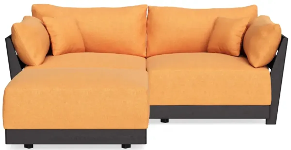 Modular Bondi Black 2-Seater Sectional in Tangerine | Memory Foam Blend