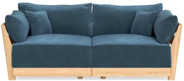 Modular Bondi Latte 2-Seater Sofa in Oxford Blue | Classic Blend