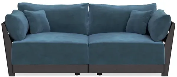 Modular Bondi Black 2-Seater Sofa in Oxford Blue | Memory Foam Blend