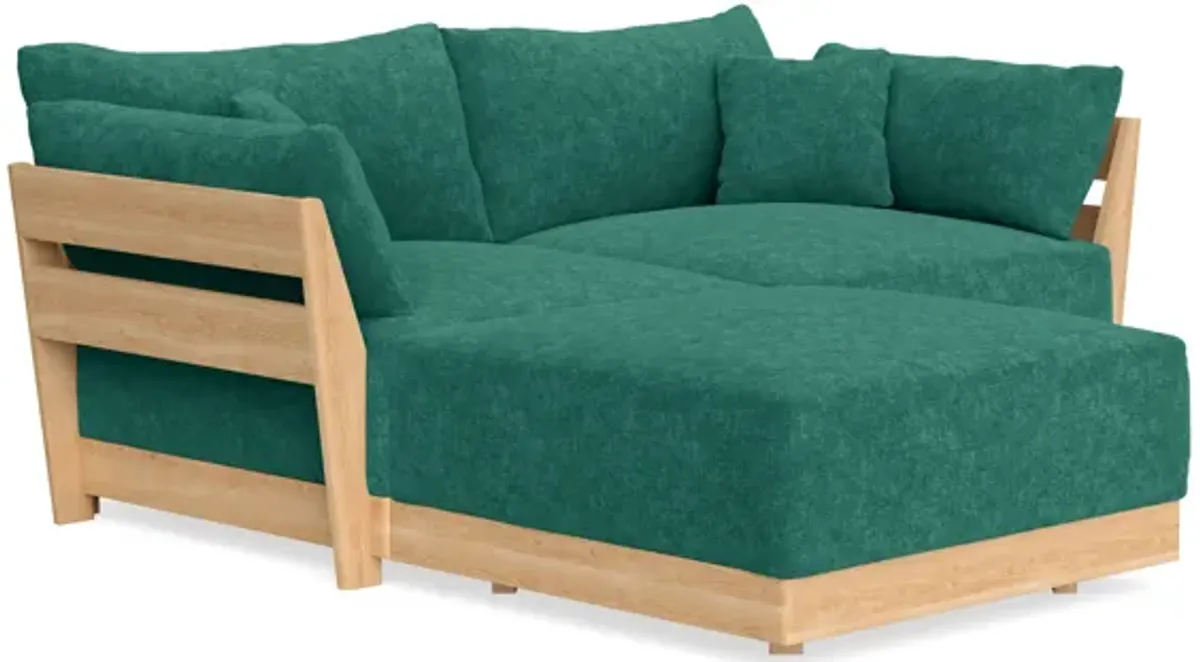 Modular Bondi Latte 2-Seater Sectional in Jade Green | Memory Foam Blend