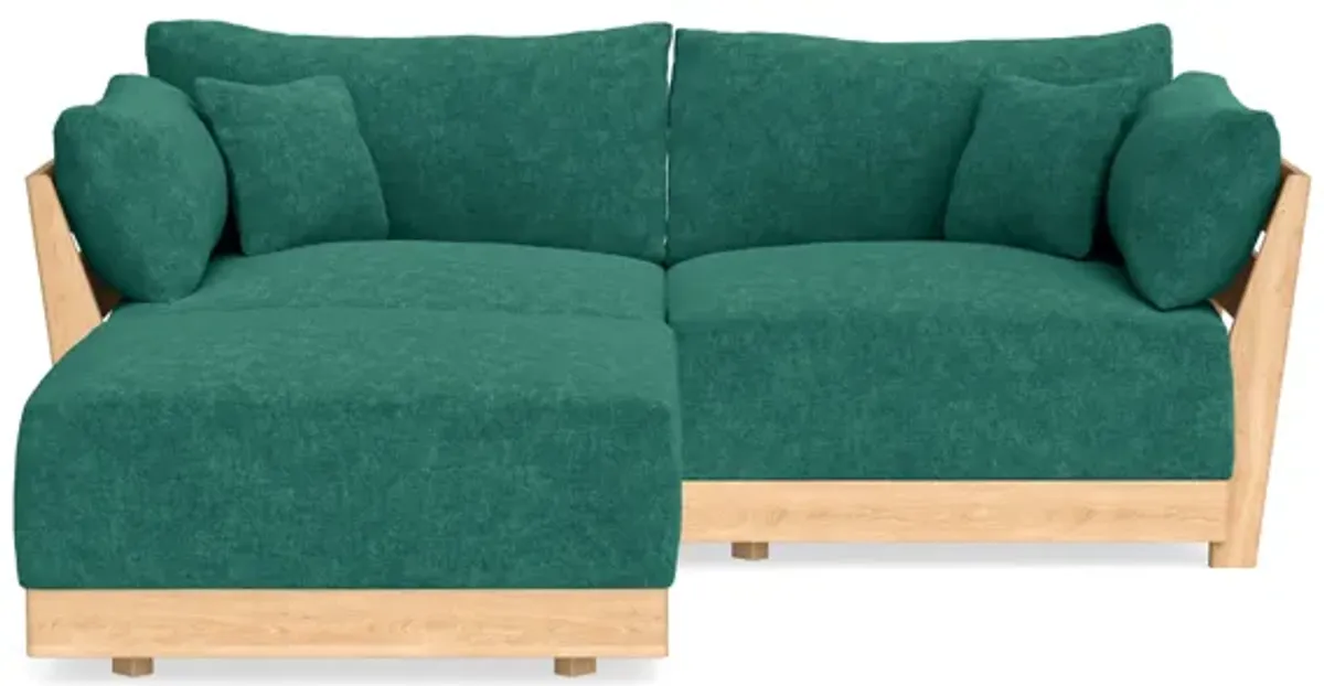 Modular Bondi Latte 2-Seater Sectional in Jade Green | Memory Foam Blend