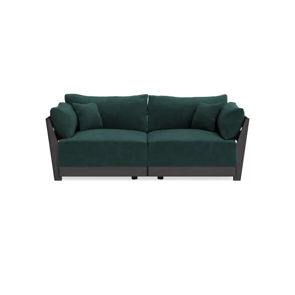 Modular Bondi Black 2-Seater Sofa in Harbor Blue | Memory Foam Blend