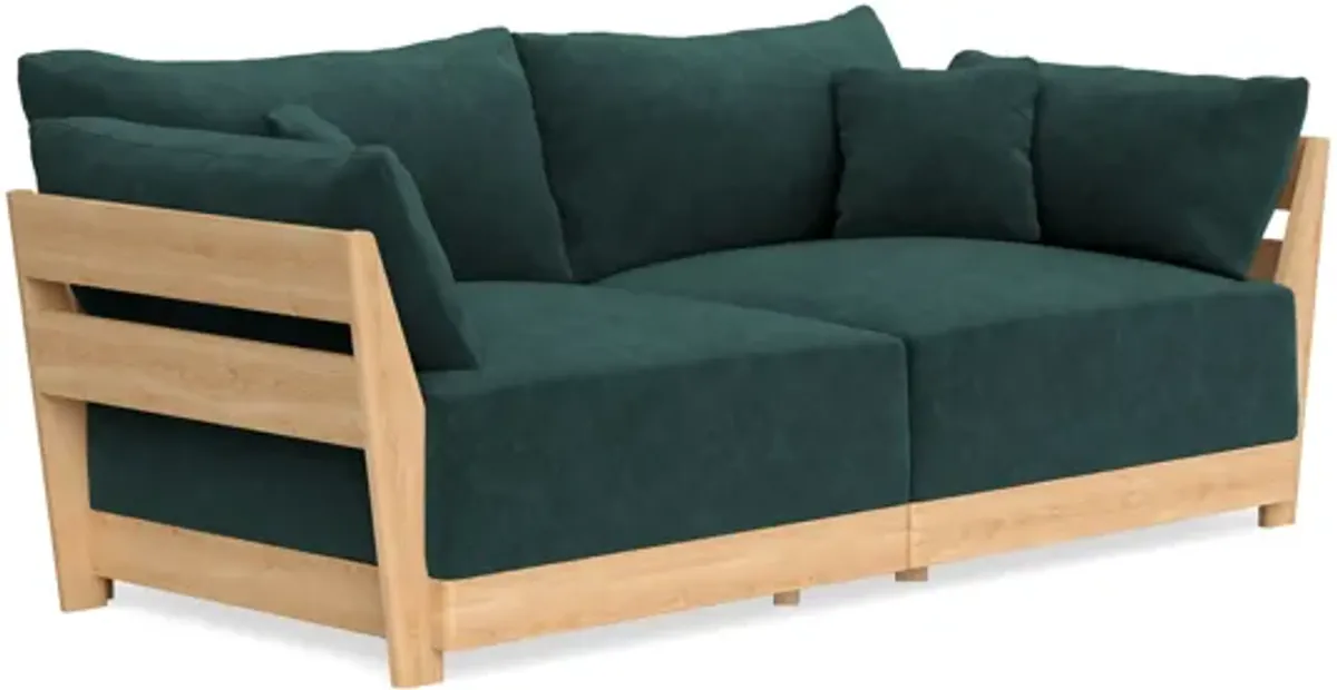 Modular Bondi Latte 2-Seater Sofa in Harbor Blue | Memory Foam Blend