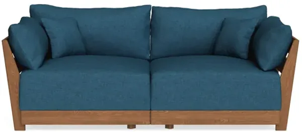 Modular Bondi Espresso 2-Seater Sofa in Yale Blue | Memory Foam Blend