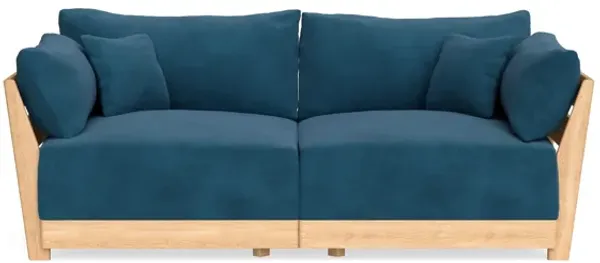 Modular Bondi Latte 2-Seater Sofa in Commodore Blue | Memory Foam Blend