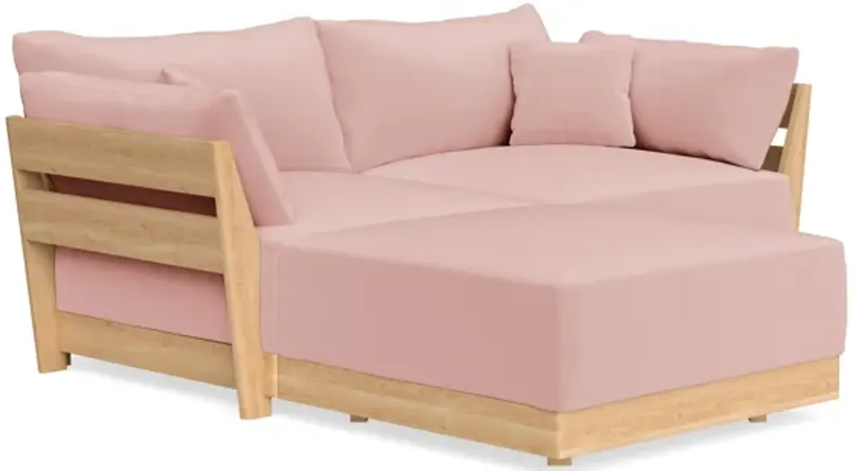 Modular Bondi Latte 2-Seater Sectional in Powder Pink | Memory Foam Blend