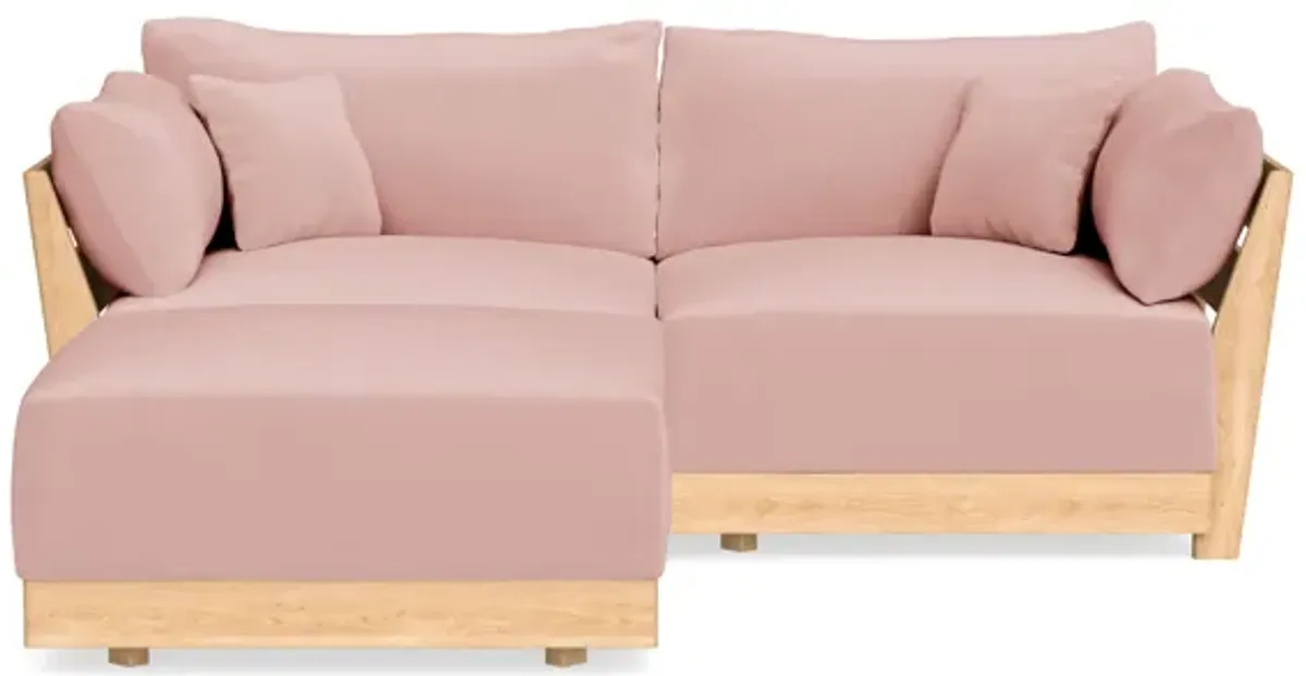 Modular Bondi Latte 2-Seater Sectional in Powder Pink | Memory Foam Blend