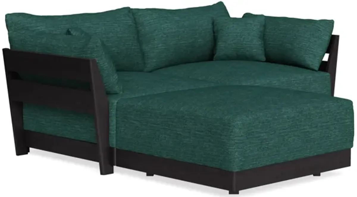 Modular Bondi Black 2-Seater Sectional in Forest Green | Memory Foam Blend