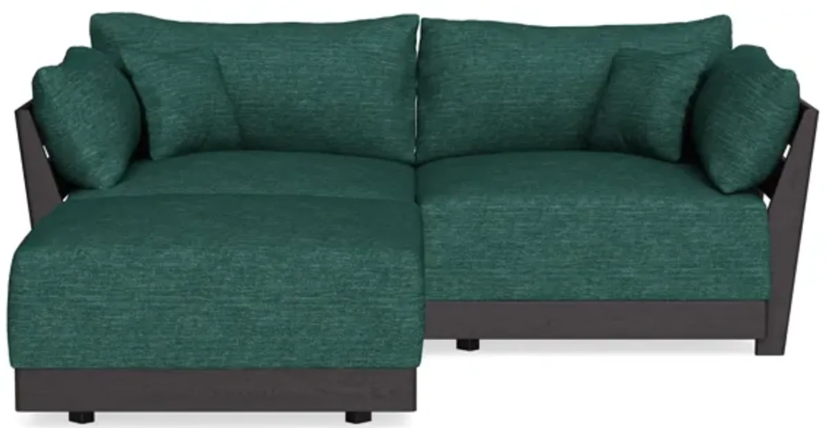 Modular Bondi Black 2-Seater Sectional in Forest Green | Memory Foam Blend