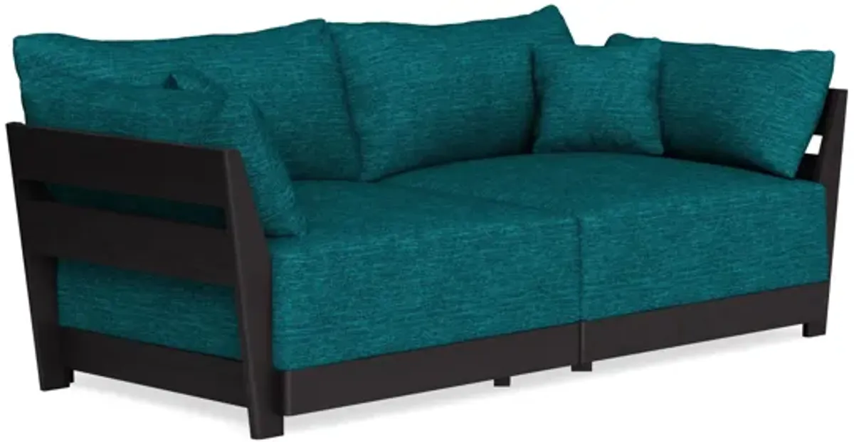 Modular Bondi Black 2-Seater Sofa in Marine Teal | Classic Blend