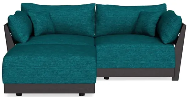 Modular Bondi Black 2-Seater Sectional in Marine Teal | Classic Blend