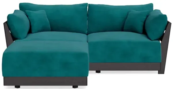 Modular Bondi Black 2-Seater Sectional in Peacock | Classic Blend