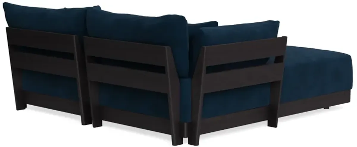 Modular Bondi Black 2-Seater Sectional in Royal Blue | Classic Blend