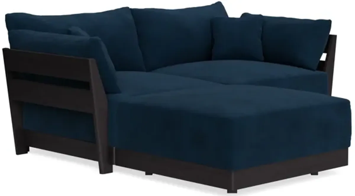 Modular Bondi Black 2-Seater Sectional in Royal Blue | Classic Blend