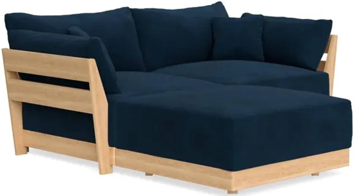 Modular Bondi Latte 2-Seater Sectional in Royal Blue | Memory Foam Blend