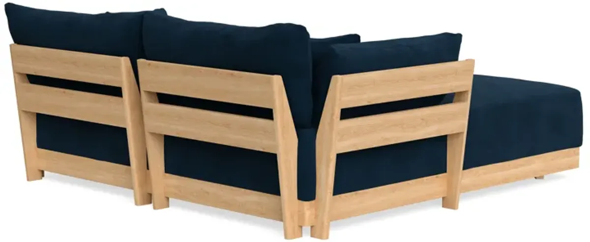 Modular Bondi Latte 2-Seater Sectional in Royal Blue | Memory Foam Blend