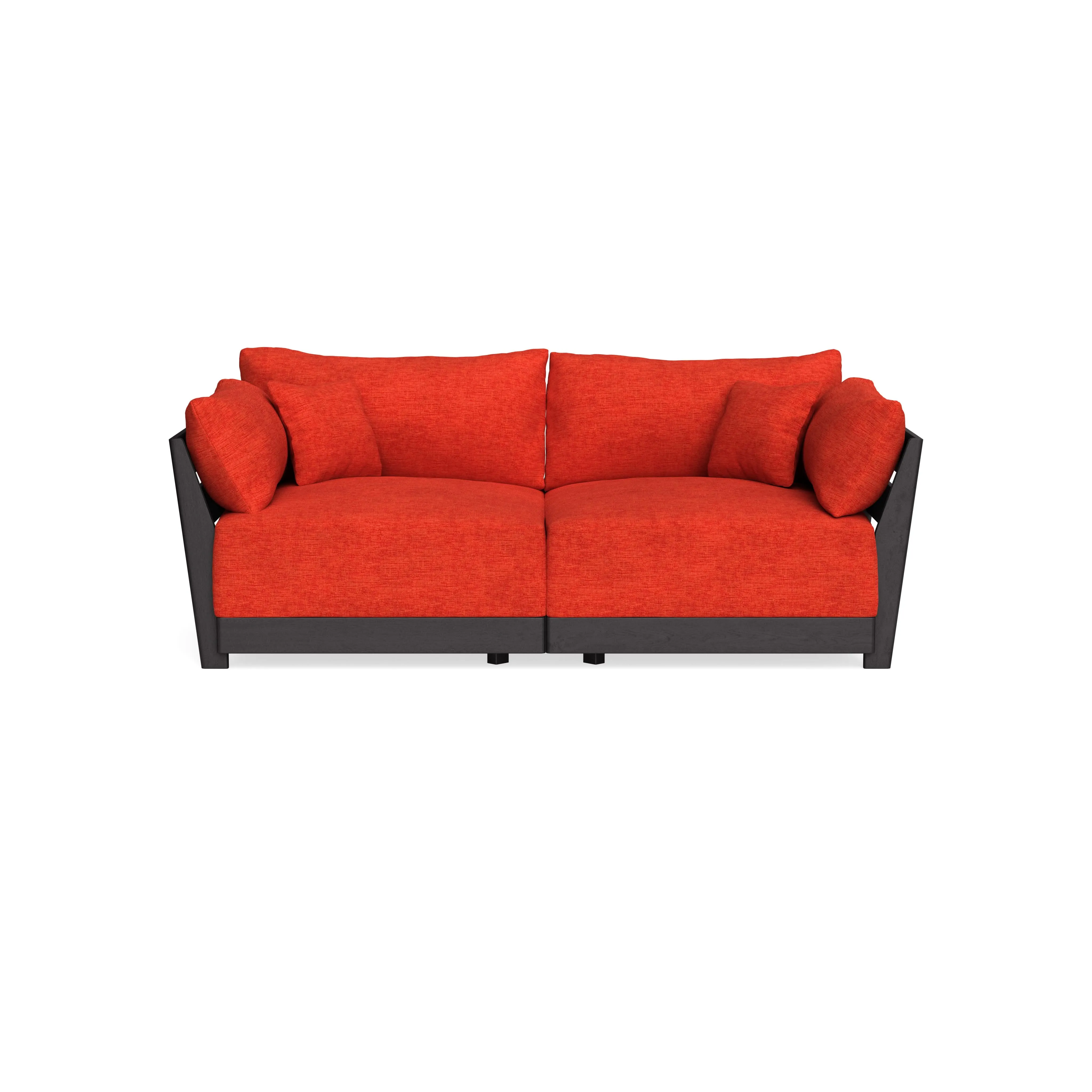 Modular Bondi Black 2-Seater Sofa in Poppy Orange | Memory Foam Blend
