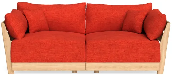 Modular Bondi Latte 2-Seater Sofa in Poppy Orange | Memory Foam Blend